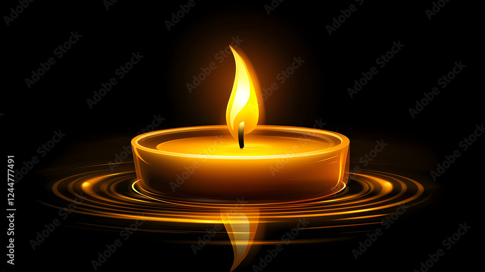 Warm Glow of Candlelight Against Deep Black Background Warm Glow of Candlelight Against Deep Black Background