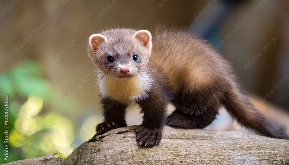 Adorable Stone Marten Baby Nestled in Wildlife Rescue Center A CloseUp Look at the Cute, Soft Furry Creature in Its Natural Habitat Amidst the Green Forest Surroundings. Adorable Stone Marten Baby Nestled in Wildlife Rescue Center A CloseUp Look at the Cute, Soft Furry Creature in Its Natural Habitat Amidst the Green Forest Surroundings.