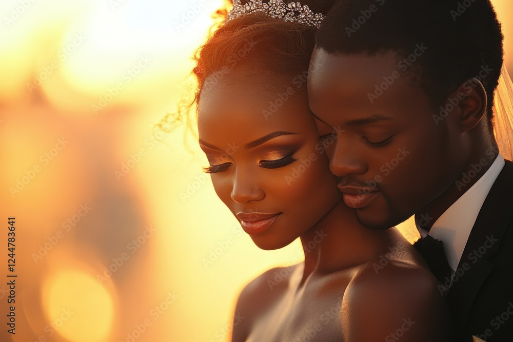 A bride and groom are embracing each other in a wedding photo A bride and groom are embracing each other in a wedding photo