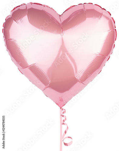 Heart Balloon. Pink helium balloon.  Glossy, shiny with reflection foil balloon. Red color. Good for anniversary wedding, celebration birthday. Happy St. Valentine's day. Love symbol. Party Decoration