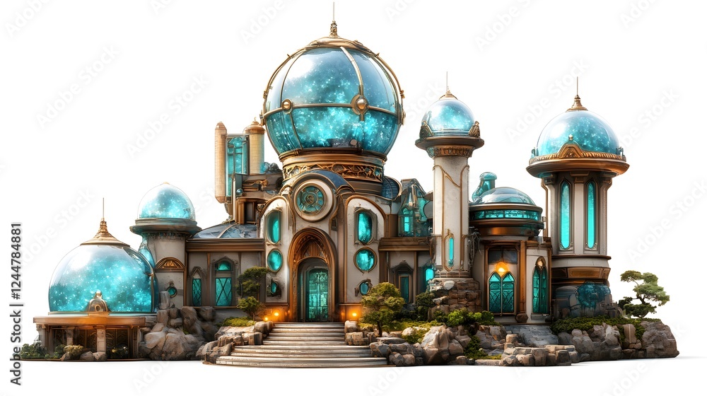 Obraz premium Whimsical Fairytale Home Isolated In White Background
