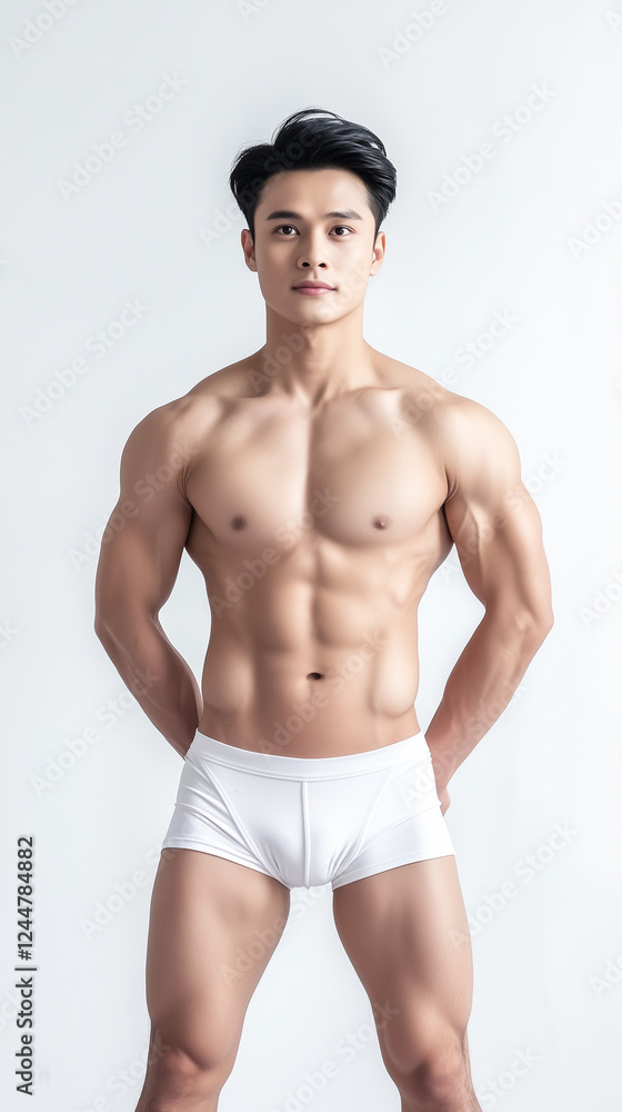 Fototapeta premium Hot Male Model in Sexy White Underwear