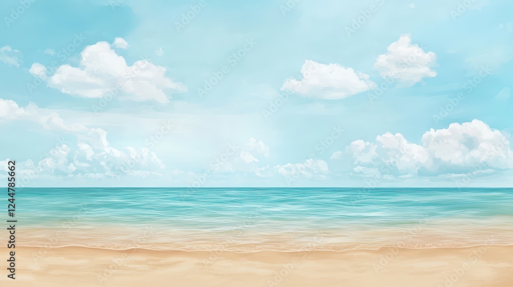 Serene Beach Landscape with Clear Blue Sky and Ocean Serene Beach Landscape with Clear Blue Sky and Ocean