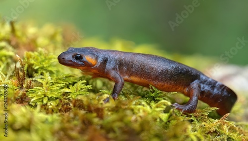 Alpine Newt Basking in the European Alps A Glimpse of Ichthyosaura alpestris Amidst the Picturesque Mountain Landscape photo