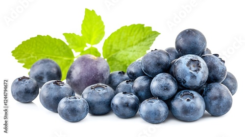 Wallpaper Mural Fresh Blueberries with Green Leaves Torontodigital.ca