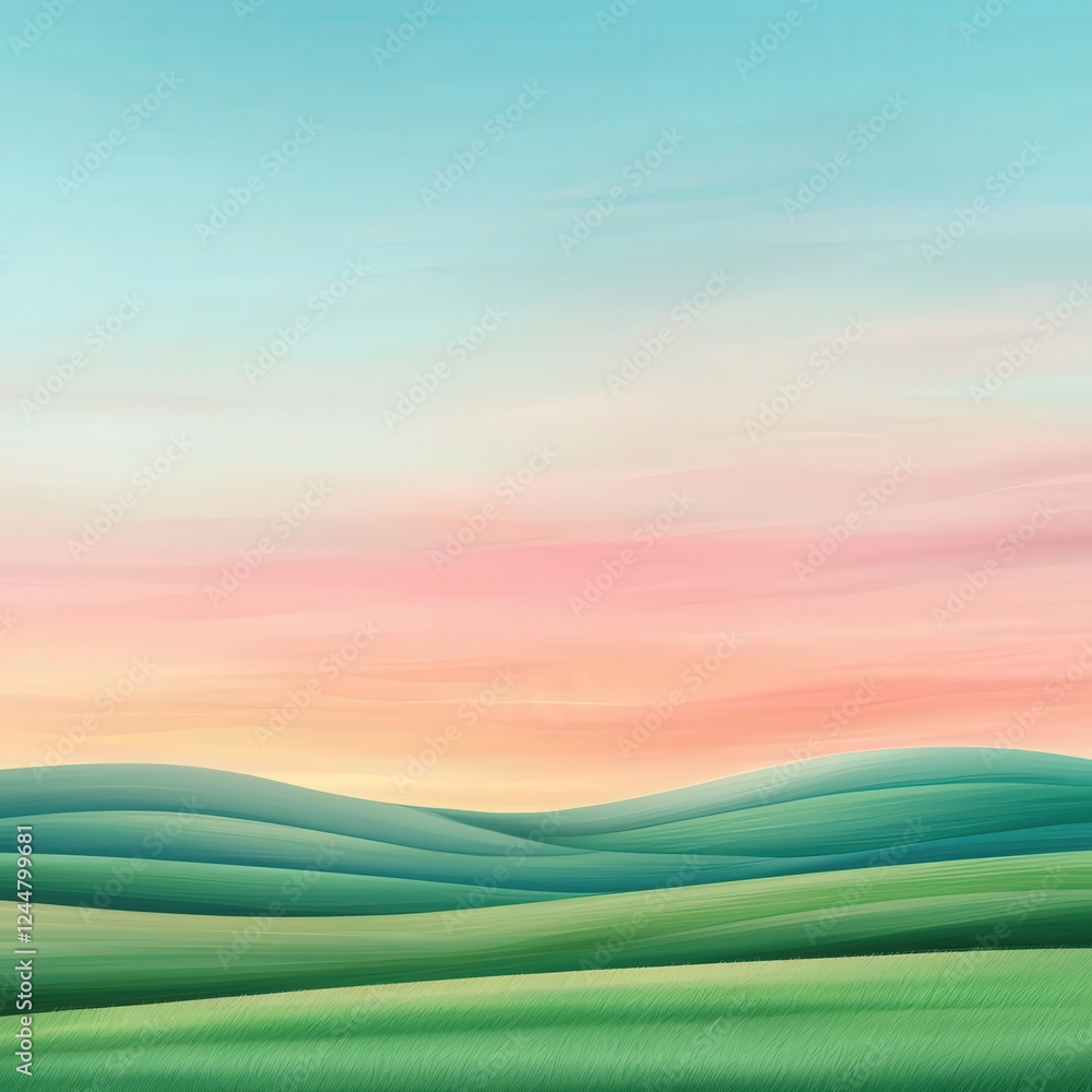 Obraz premium Serene Landscape with Soft Pastel Sky at Sunset