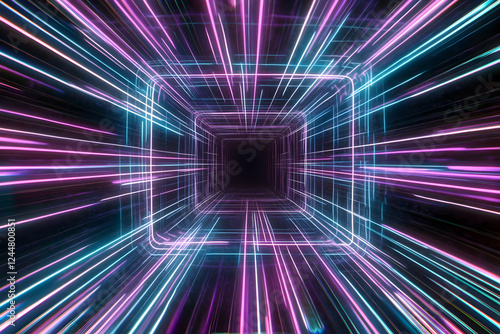 Neon Grid Tunnel with Light...