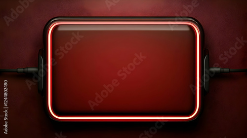 Red Neon Frame Glows on Lea...