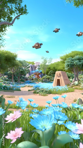 Drones Fly Over a Lush, Vib...