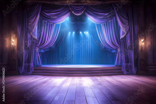 Empty Theater Stage Illumin...