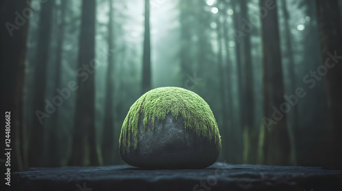 Mossy Rock Sits Serenely in...
