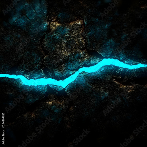 Glowing Crack Splits Dark R...