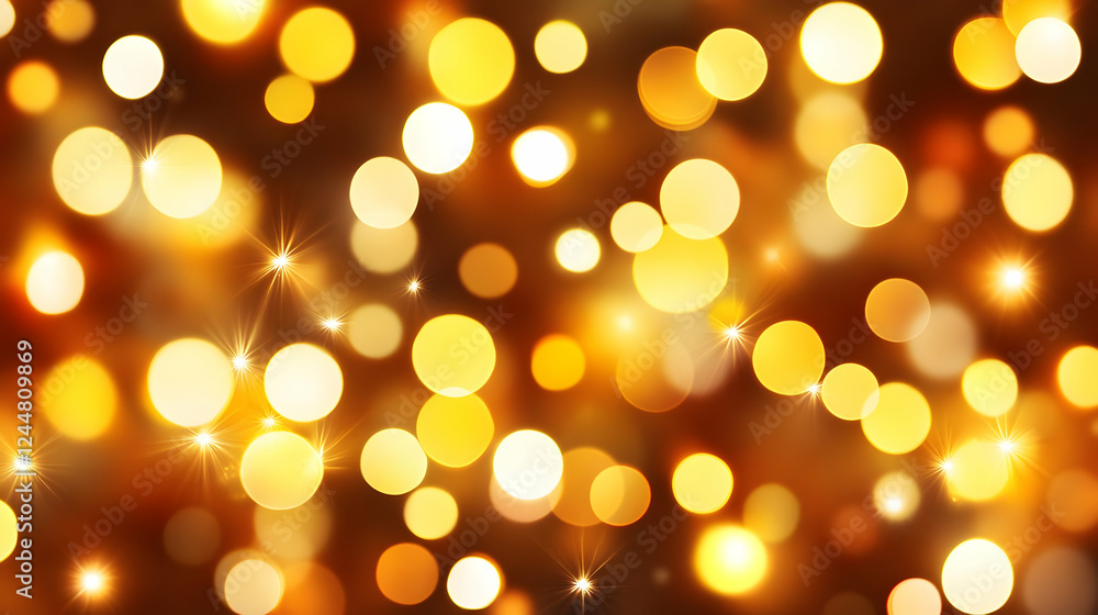 Fototapeta premium Golden Bokeh Lights Shimmer and Glow Beautifully Against a Dark Background