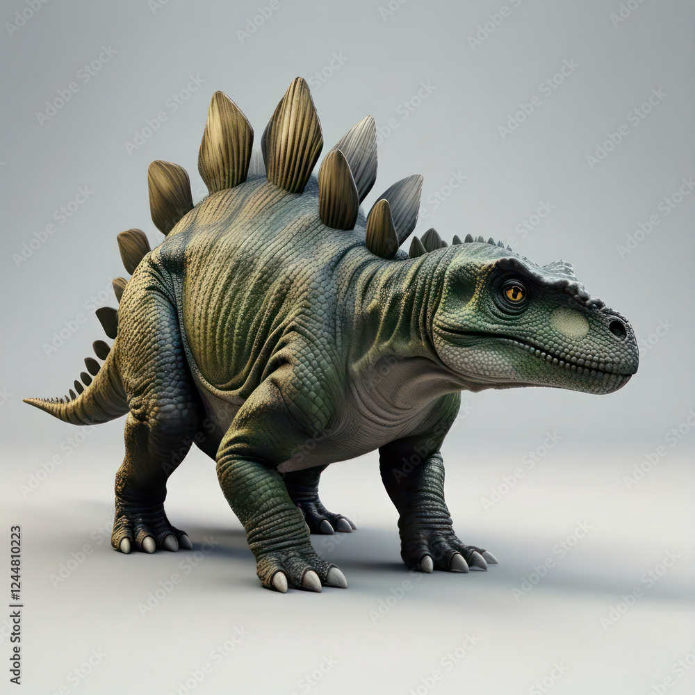 Obraz premium stegosaurus isolated in gray background 3d illustration