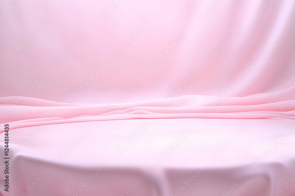 Soft Pink Draped Fabric Creates an Elegant and Smooth Background for Product Display Soft Pink Draped Fabric Creates an Elegant and Smooth Background for Product Display