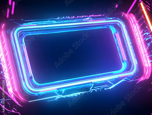 Neon Frame Glowing with Fut...