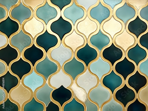 Elegant Teal and Gold Quatr...