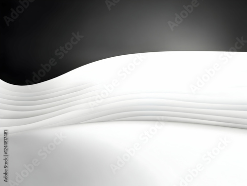 Abstract 3D White Wavy Surf...