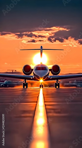 Private Jet Sits on Runway ...