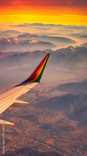 Airplane Wing Soars Over Ci...