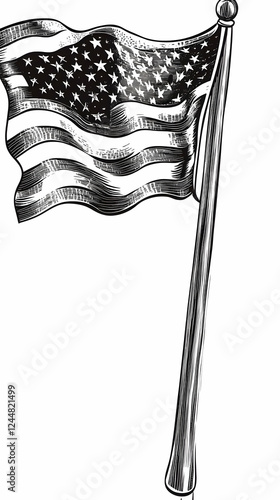 Waving Flag Illustration on...