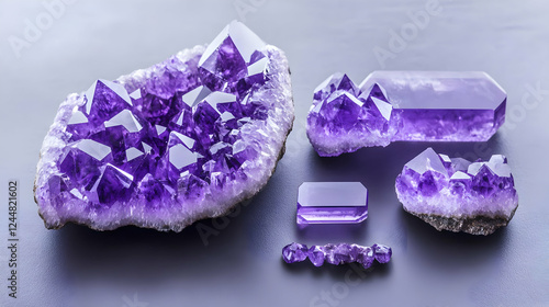 Five Purple Amethyst Crysta...