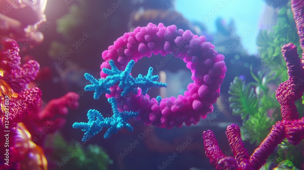 Fototapeta premium Dynamic Visuals of Bioengineering Processes in Colorful Underwater Environment