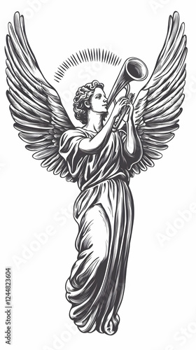 Angelic Figure Plays a Trum...