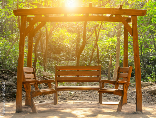 Wooden Swing Set with Bench...