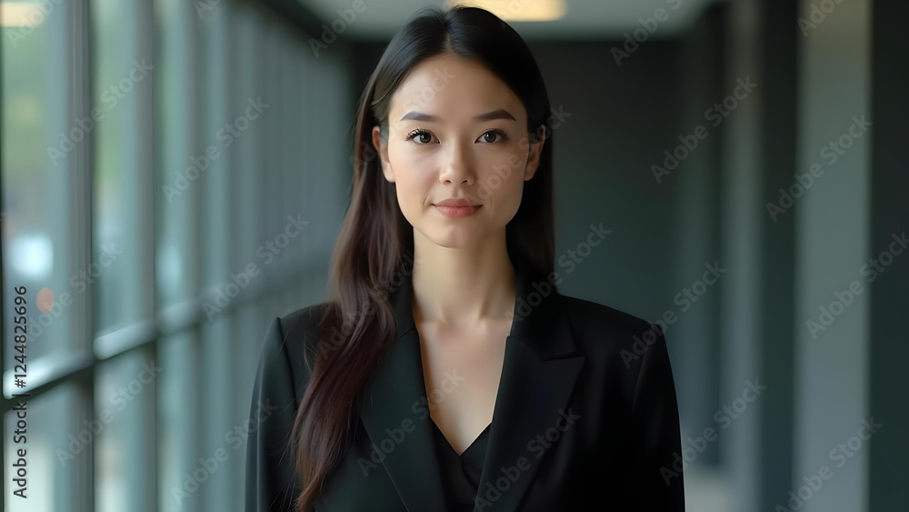 portrait of a young businesswoman wearing black suit portrait of a young businesswoman wearing black suit