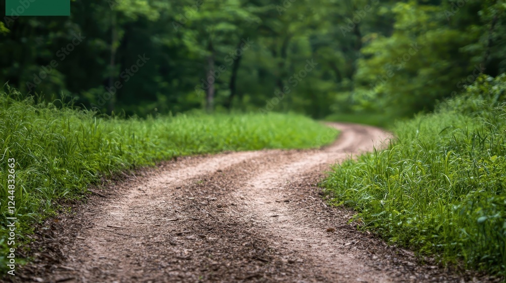 Scenic Winding Pathway Through Lush Green Forest Scenic Winding Pathway Through Lush Green Forest