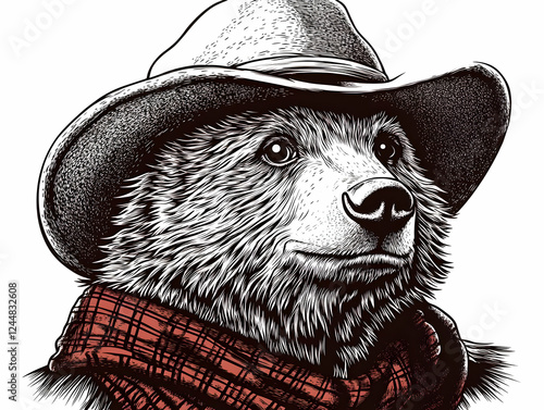 Stylish Bear Wears a Cowboy...