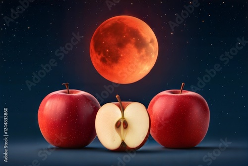 Red Moon Apfel ganz und halbiertRed Moon Apfel ganz und halbiertRed Moon Apfel ganz und halbiert photo