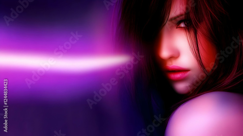 Mysterious Woman with Red H...