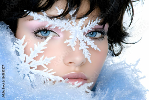 Woman with snowflake makeup...