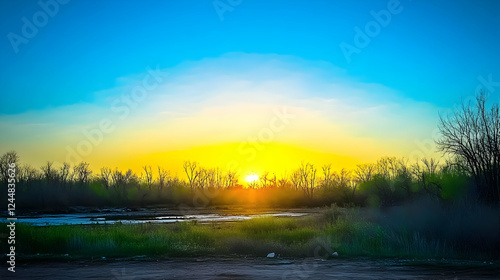 Golden sunrise illuminates ...