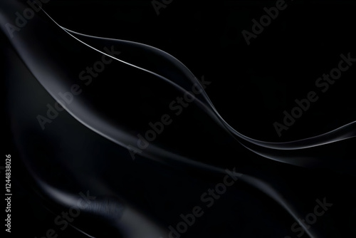 Abstract Black Wave Flowing...