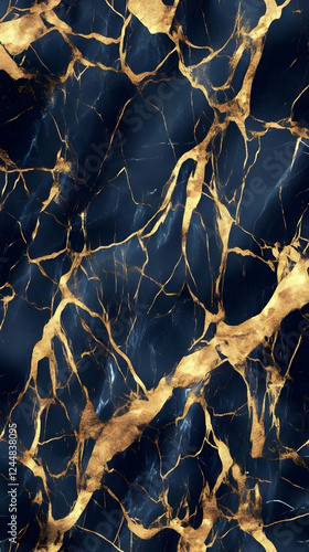Dark Blue Marble with Gold ...