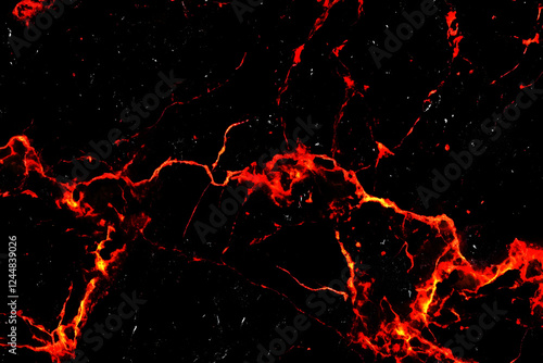 Fiery Red Lava Veins Flow A...