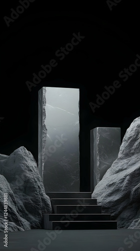 3D Render of Abstract Black...