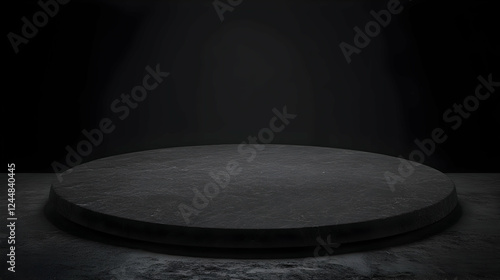Empty Black Stone Podium on...