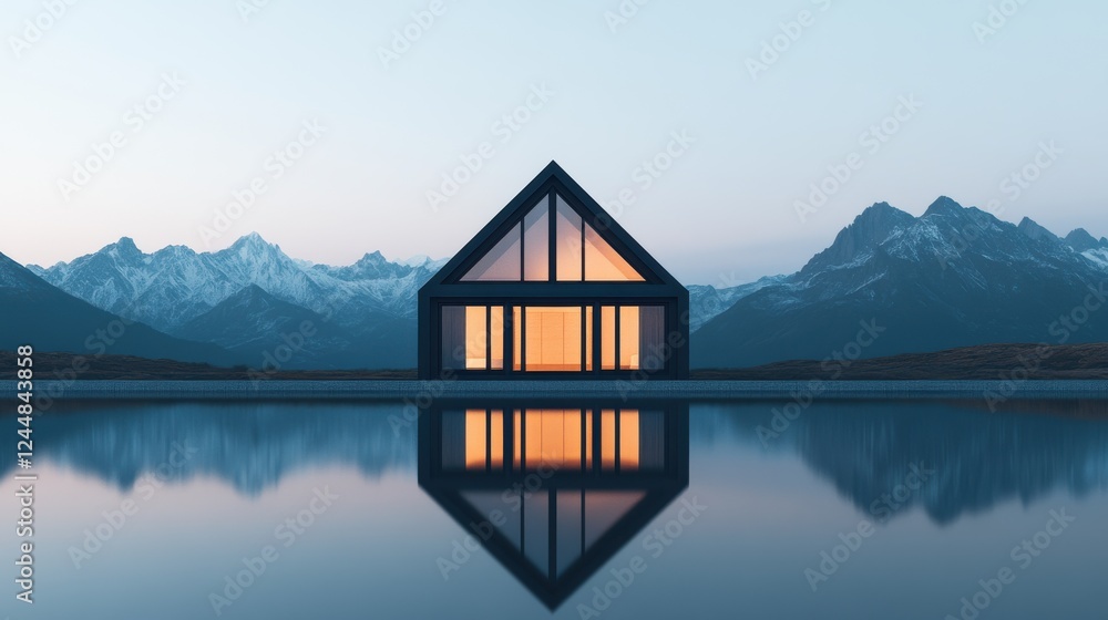 Fototapeta premium Real estate dream home by the lake future living at sarut
