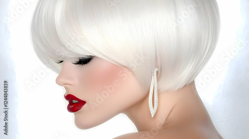Stylish Woman with White Ha...