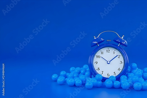Blue Alarm Clock Rests on a...