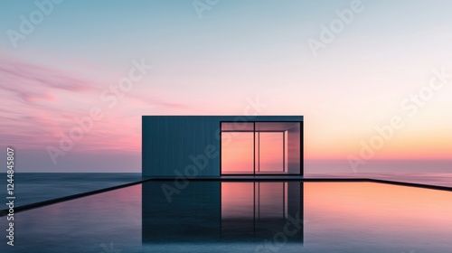 Future living luxurious real estate house by the lake