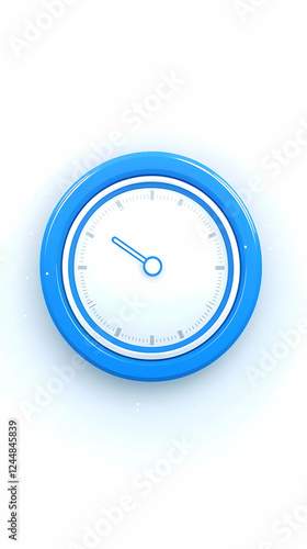 3D Blue Clock Shows Time on...