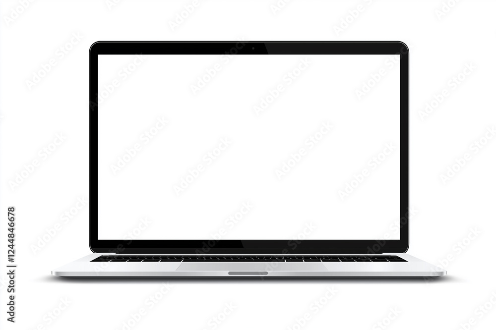 Modern laptop with a blank white screen isolated on a white background, perfect for design, branding, mockups, technology, and digital workspace concepts. Modern laptop with a blank white screen isolated on a white background, perfect for design, branding, mockups, technology, and digital workspace concepts.
