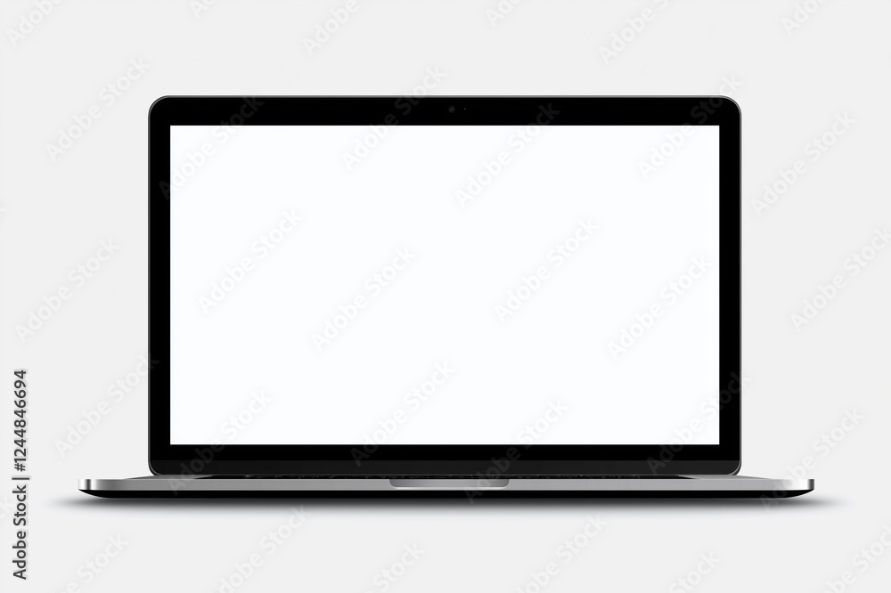 Modern laptop with a blank white screen isolated on a white background, perfect for design, branding, mockups, technology, and digital workspace concepts. Modern laptop with a blank white screen isolated on a white background, perfect for design, branding, mockups, technology, and digital workspace concepts.
