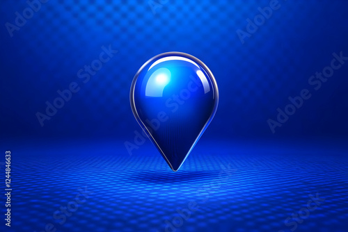3D Blue Location Pin Icon o...