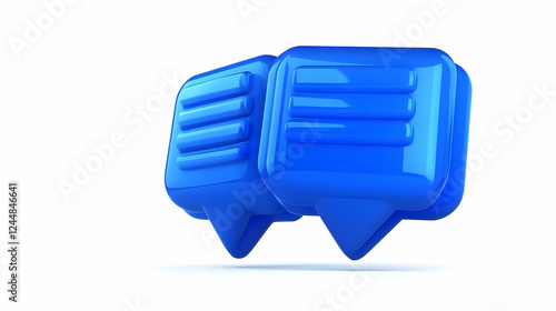 Two Glossy Blue Speech Bubb...